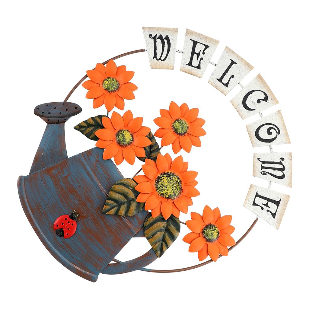 Office Decor Pendant Garland Welcome Sign for Front Door Wreath Signs Iron Plant