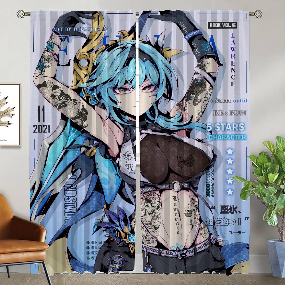 Tulle for Bedroom Hentai Blackout Curtain for Room 2 Panel Modern Living Room Curtains Shades Halloween Decoration Partition