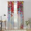 Abstract Watercolor Flowers Window Curtains For Living Room Luxury Bedroom Decor Drapes Kitchen Window Treatments Curtains