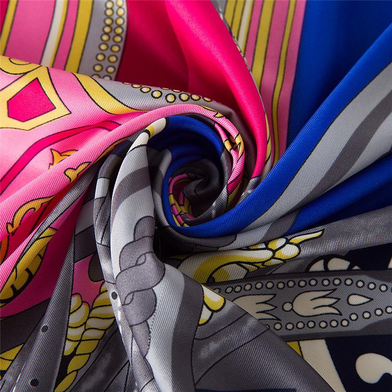 130cm Autumn Horse Printing Twill Silk Square Scarf Women Multi-Purpose Shawl Sun Protection Four Season Travel Scarf