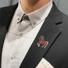 Retro Horse Brooch Rhinestone Inlaid Horse Pin Zodiac Year Animal Brooch Men Women Suit Accessory for Handbag Clothes Decoration