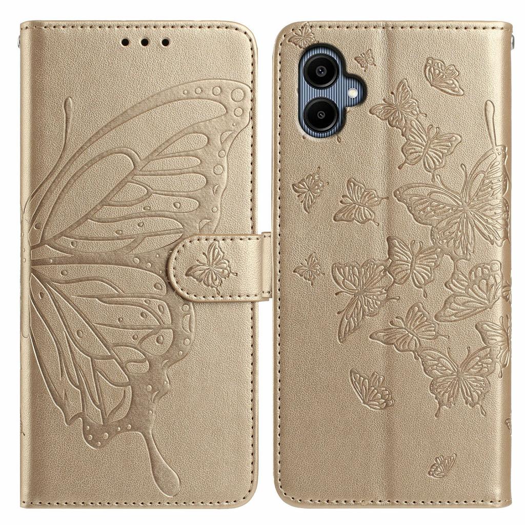 For Samsung Galaxy A05 4G Case Butterfly Imprinted Wallet Stand PU Leather Flip Phone Cover with Strap