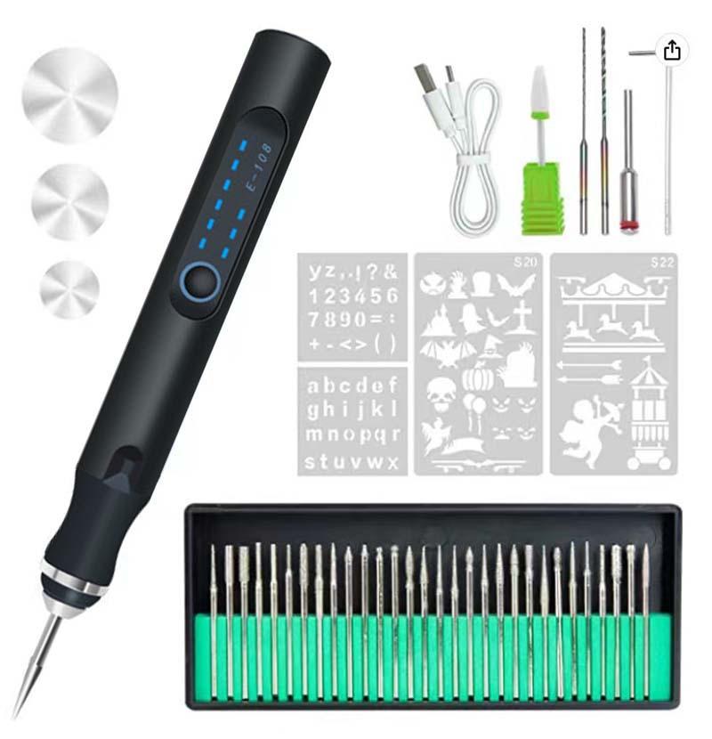 Аккумуляторная электрическая гравировальная ручка с 3 регулируемыми скоростями для ювелирных изделий, дерева, металла, стекла, камня