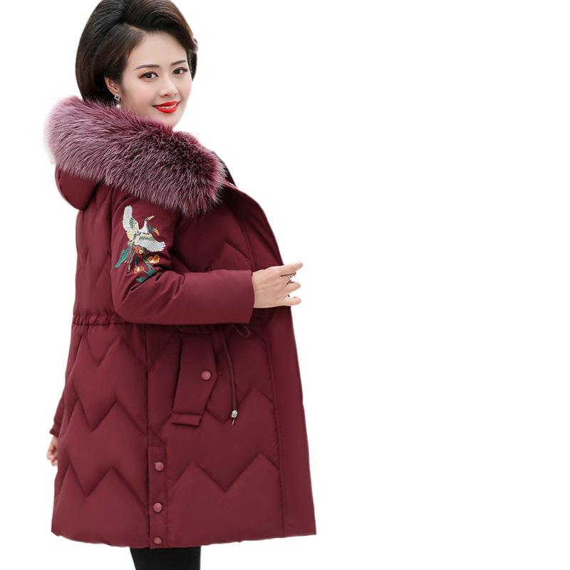 Зимняя куртка-стеганая для мамы, средняя и длинная, большого размера, утолщенная куртка-стеганая, для женщин 40 лет, 50 лет, среднего и пожилого возраста, куртка-пуховик
