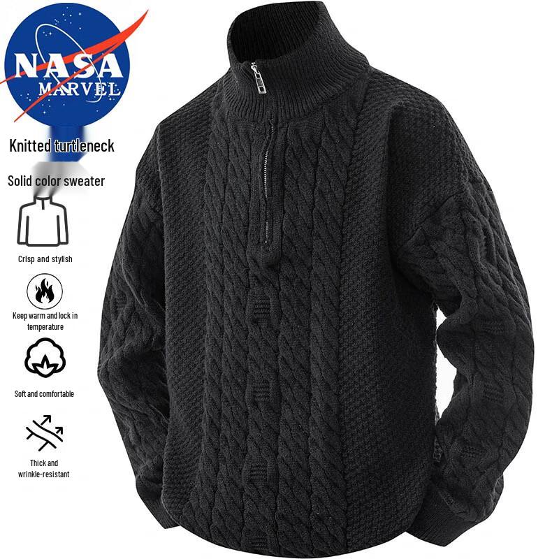 NASA MARVEL Men's Autumn/Winter Loose High-Neck Knit Sweater