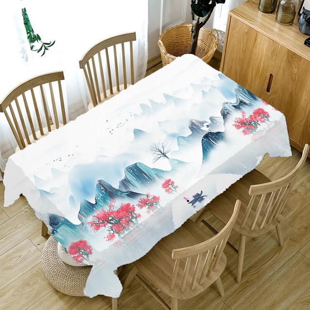 Модная цветная горная скатерть, кухонная прямоугольная скатерть, пейзаж с горной рекой, ужин, свадебные украшения, аксессуары