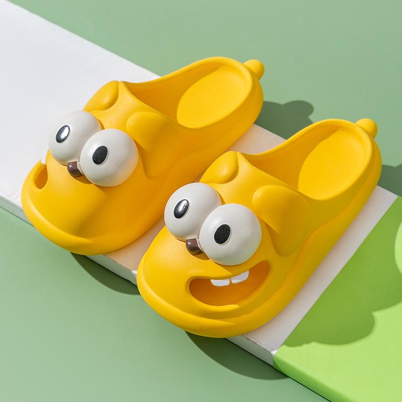 Женские летние тапочки, милые нескользящие водонепроницаемые мягкие домашние и уличные сандалии с большими глазами и мультяшной собакой