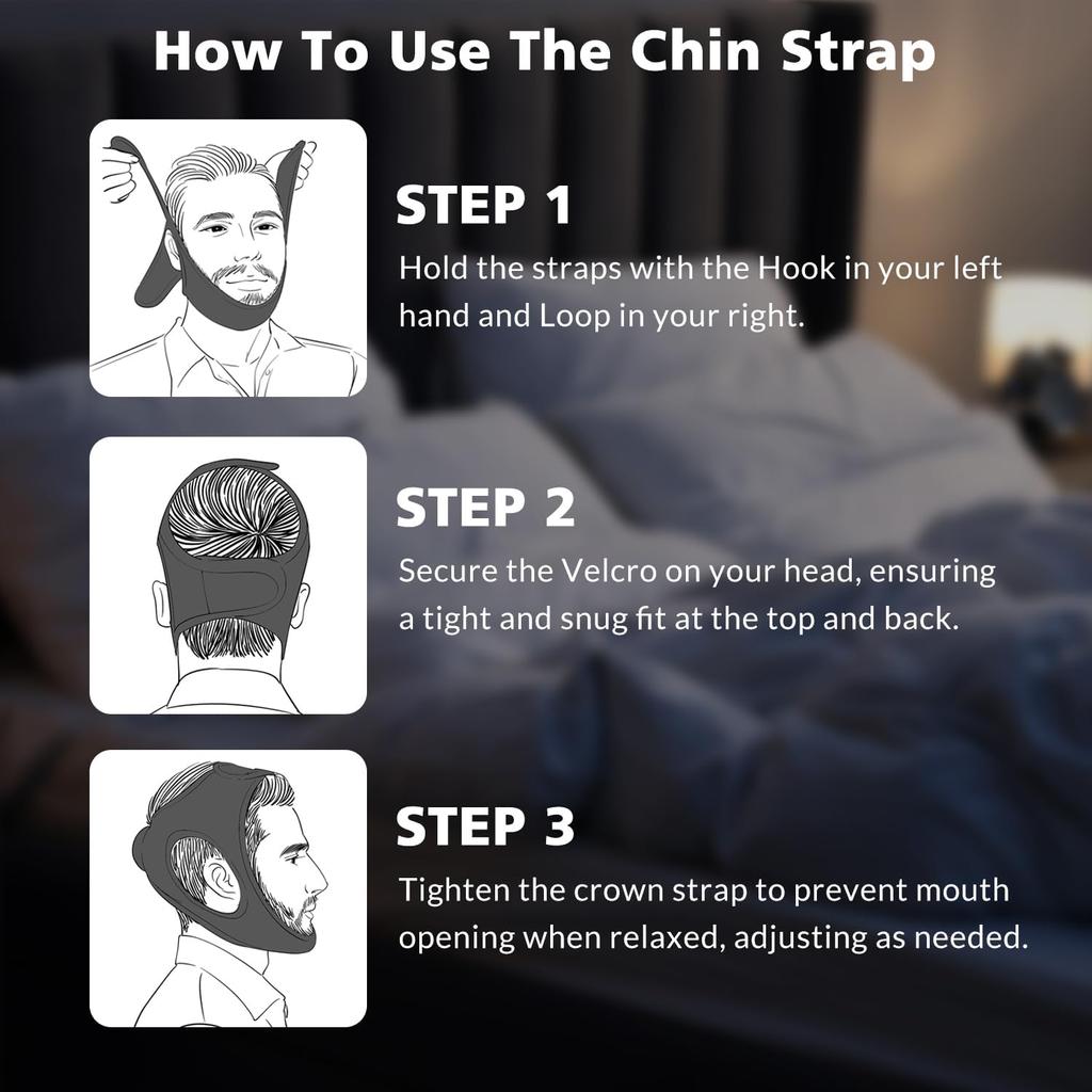 Усовершенствованные устройства против храпа, подбородочный ремень для сна для мужчин и женщин, подбородочный ремень против храпа, полностью регулируемый с удлинительным ремнем