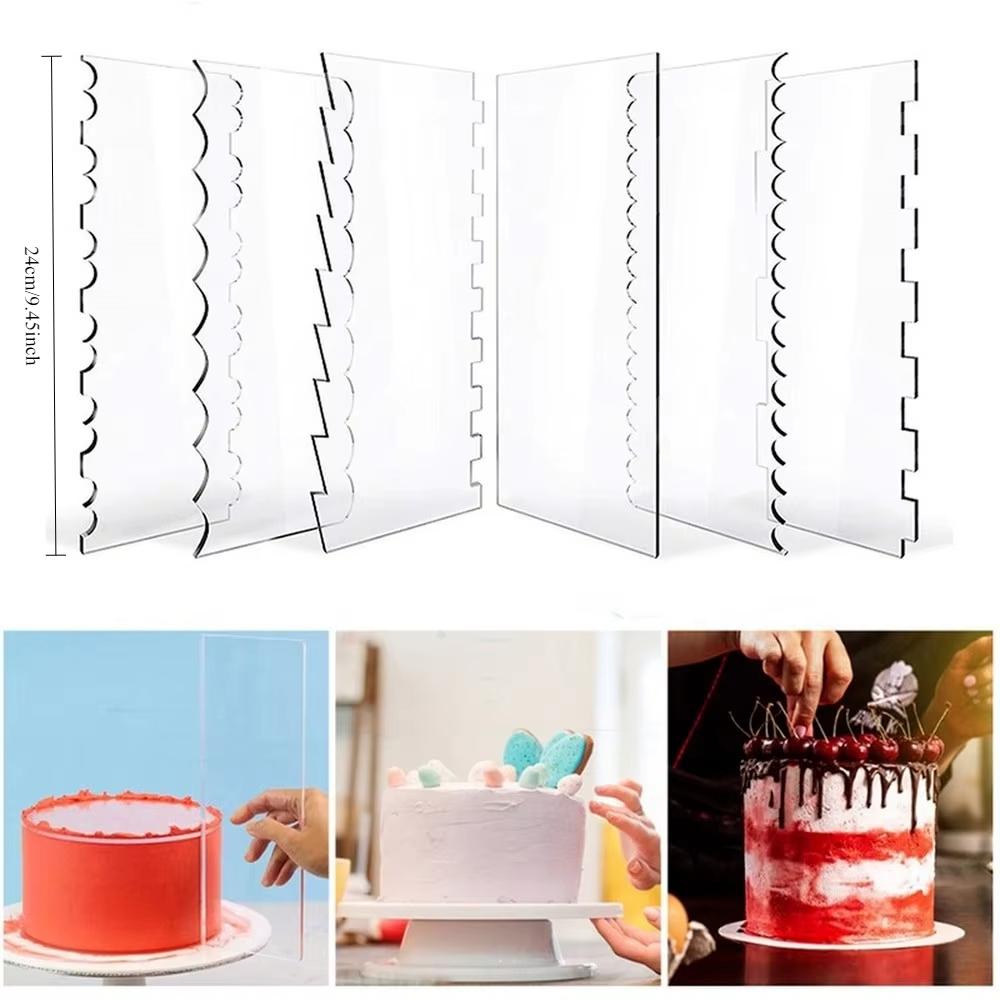 Transparent Cream Scraper Cake Making Frosting Scraper Rectangular Acrylic and Plastic Cake Baking Tool Cake Decorating Tools