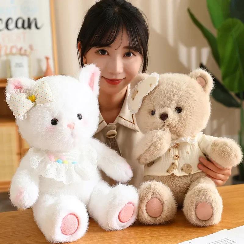 Мягкий милый кролик, медведь, кошка, плюшевые игрушки, кукла, пушистые мягкие игрушки, плюшевая игрушка, подушка для успокоения ребенка, кавайный домашний декор, подарок на день рождения