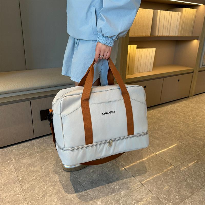 Men and Women's Large Capacity Portable Travel Bag Dry and Wet Separation Sports Fitness Bag Can Be Put On A Pull Rod and Shoe Compartment