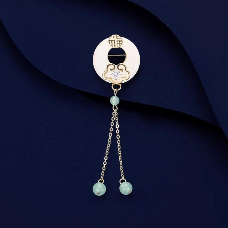 "Fu Character, Good Fortune, Peace and Safety Clasp Brooch, High-end Cheongsam, Suit Accessory, Anti-glare Corsage.