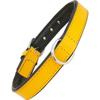 Padded Leather Collar - GLORIA - Model with Fur - Yellow - Medium Size - Adjustable Buckle