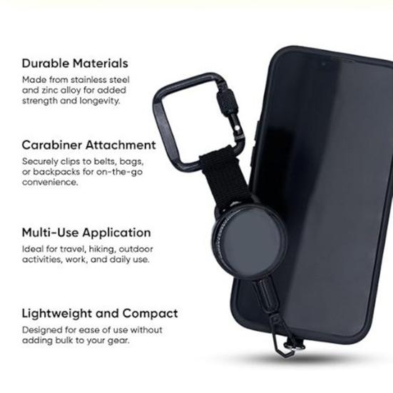 Retractable Phone Tether Anti-Theft Phone Lanyard with Belt Clip Theft Drop Protection Keychain for Travel Hiking Work Daily Use