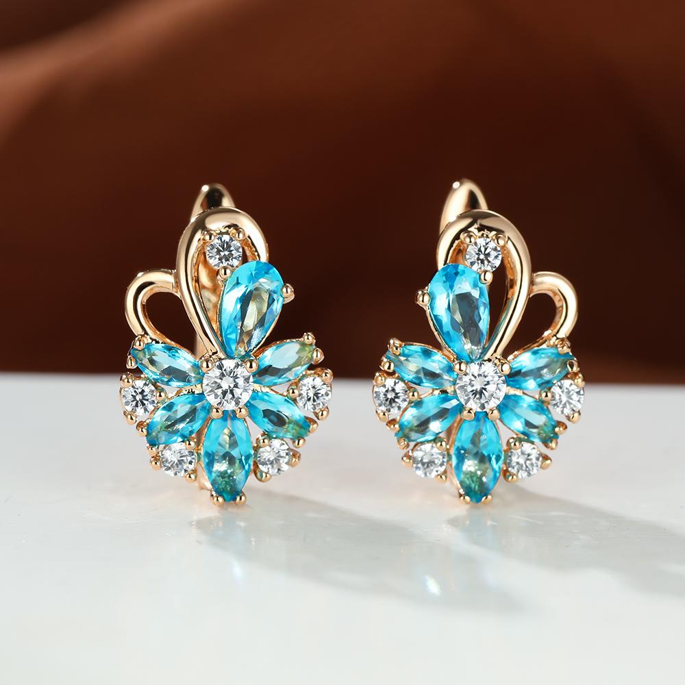 Свадебные серьги из розового золота для женщин, серьги-бабочки, цветочные серьги, радужные многоцветные серьги-кольца