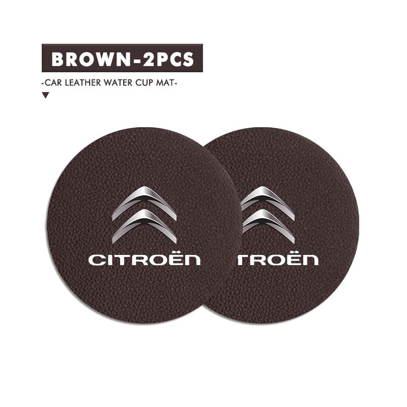 EMHV7 2Pcs Leather Anti-Slip Suede Car Water Cup Holder Accessories For Citroen Jumper Celysee Cactus Picasso Aircross Saxo Grand