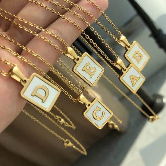 Ожерелье-подвеска с квадратными буквами AZ, ювелирное покрытие, геометрическая цепочка на ключицу для свадьбы