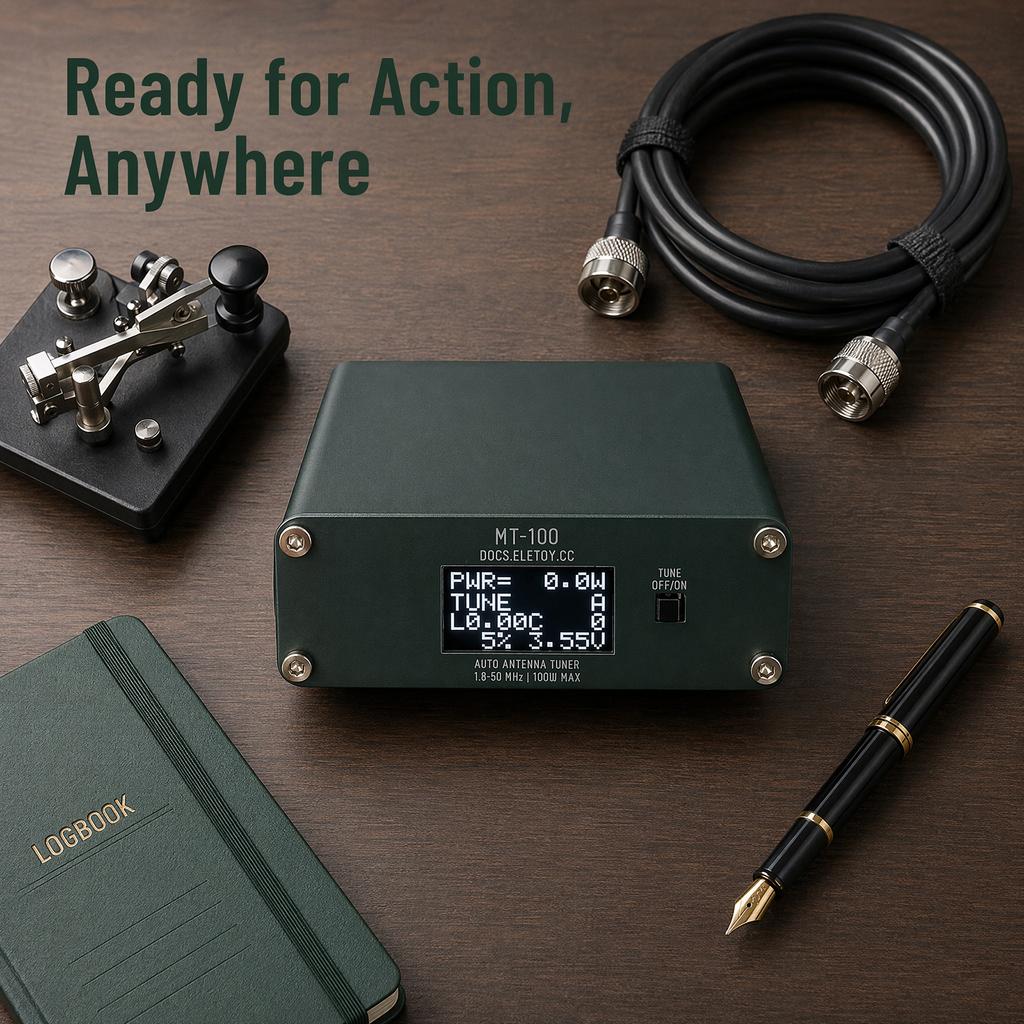 MT100 100W HF Auto Antenna Tuner 1.8-50MHz 7L7C L-Network 128-Step Fast SAR Tuning for HAM Radio