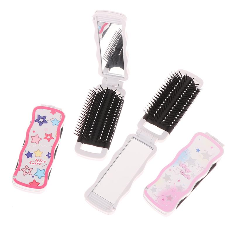 Мини-щетка для волос, складная массажная расческа, массаж головы, антистатическая портативная дорожная щетка для волос, расчески для волос для девочек с зеркалом