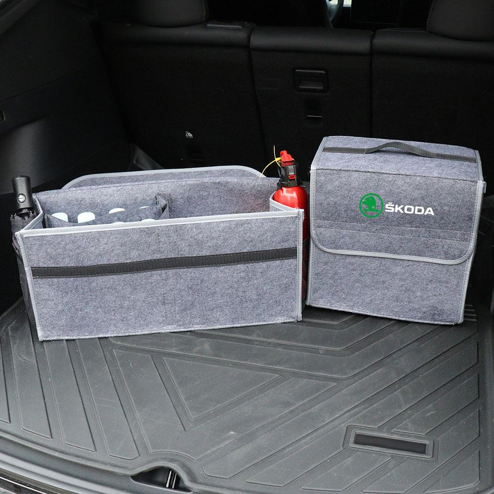 NADH5 Car Trunk Storage Box Foldable Felt Car Organizer Stowing Tidying Box Car Accessories For Skoda S Fabia Octavia VII Karoq Kamiq
