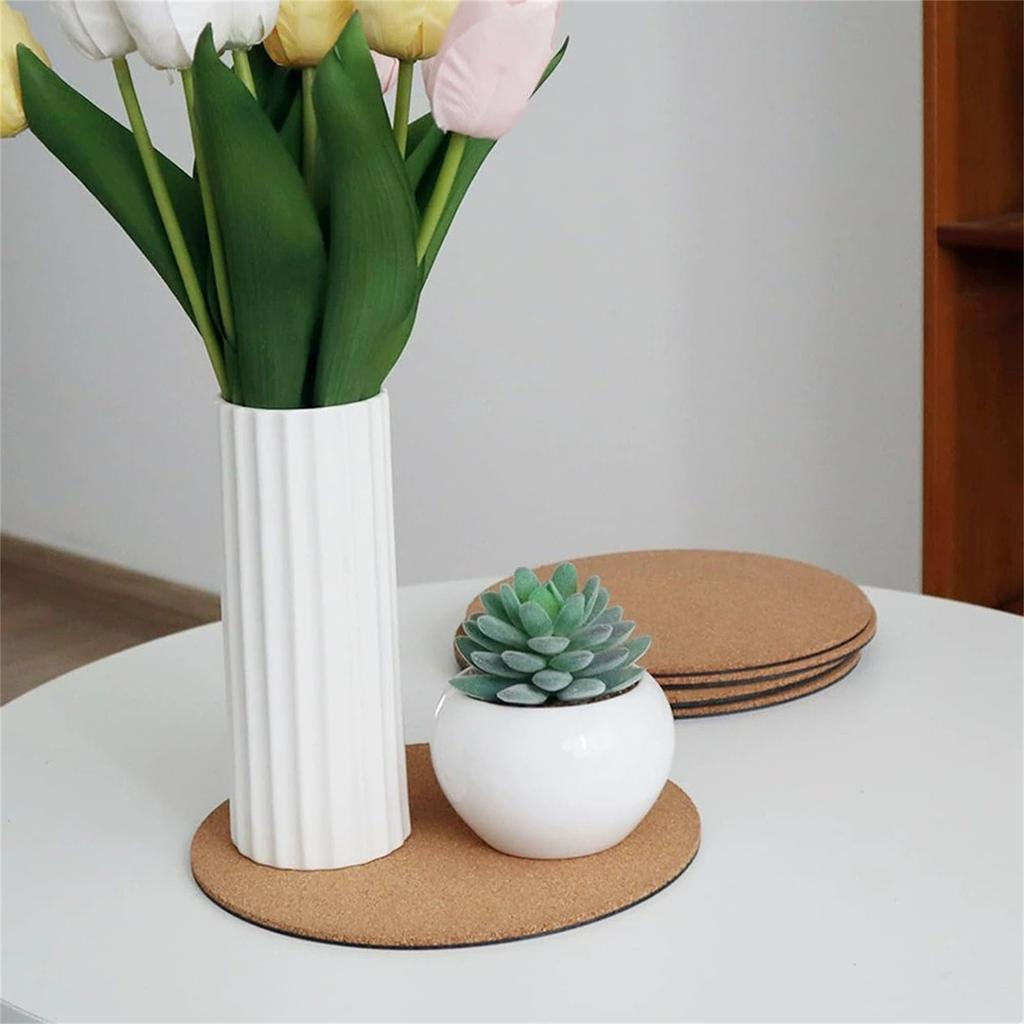 Double-Sided Cork Plant , Round Water-Absorbing Flowerpot Pads, Non- Cork Plant Mats for Indoor Outdoor Planters, Table