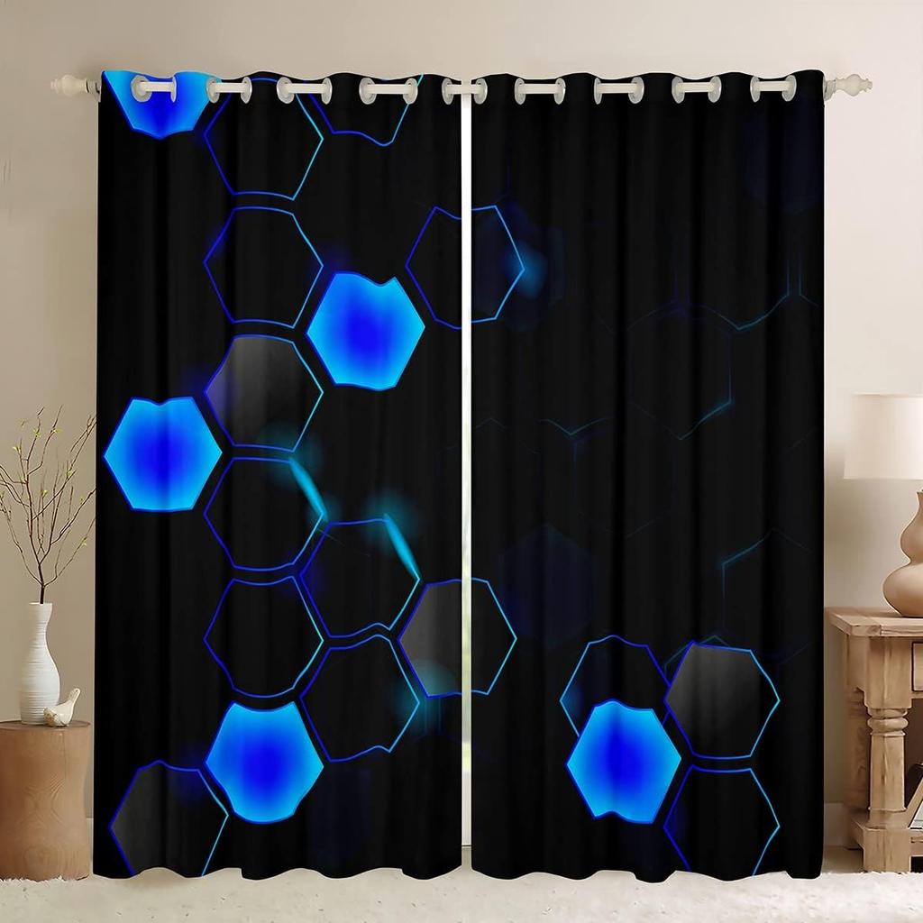 2-панельные светящиеся соты шестиугольник геометрический принт шторы спальня игровая комната гостиная кухня окна люверсы верхние шторы