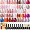 Gel Nail Polish Set,48Pcs Pink Red White Gel Polish Collection Starter Set Glitter Nail Polish With Base Matt Top Coat Nail Art Gift