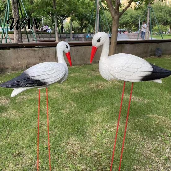 Lightweight Bird Sculpture Garden White Statue 23.6" Long Leg Standing Anti-fade Outdoor Decor Decorative Resin Ornament for Pond Yard Lawn
