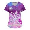 Women's Fashion V-neck Short Sleeve Workwear With Pockets Christmas Printed Tops