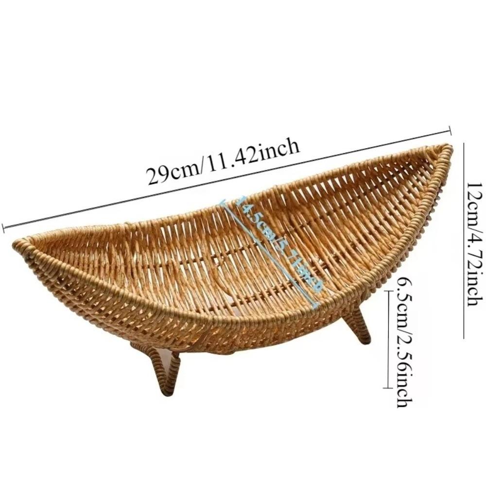 Large Capacity Plastic Hand-Woven Basket Hollow Drain Camping Tray Desktop Organizer Picnic Use