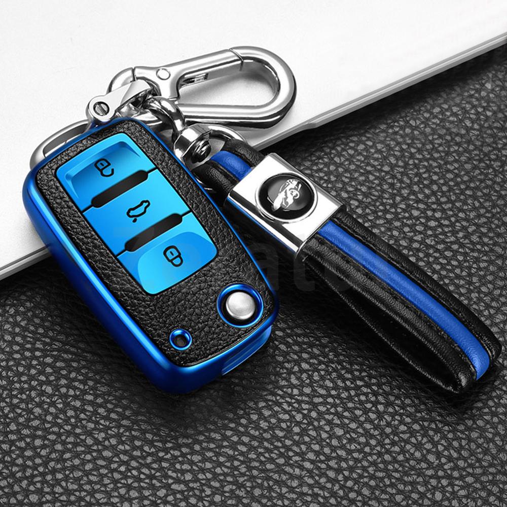 2/3 Buttons TPU Leather Car Key Case Cover Shell Fob Bag for VW Volkswagen Polo Tiguan Passat Golf Jetta Lavida Skoda Octavia