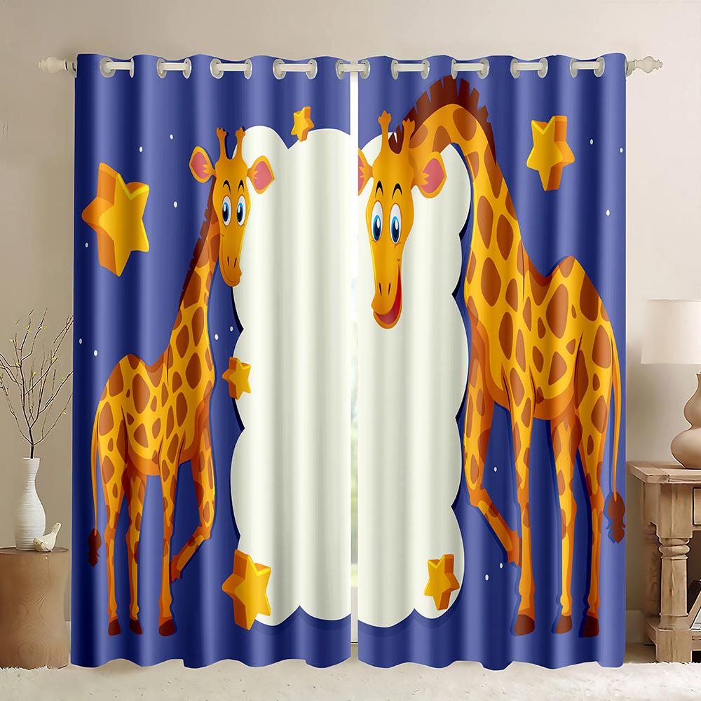 Сафари животные мультфильм джунгли лес окна шторы жалюзи для гостиной детская спальня ванная комната кухня дверь домашний декор 2 шт
