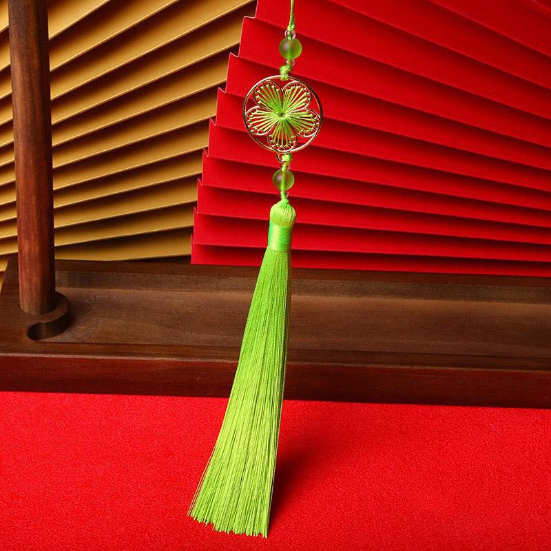 1PC Craft Thousand Leaf Tassel Pendant Polyester Peach Blossom Tassel Beads Charms