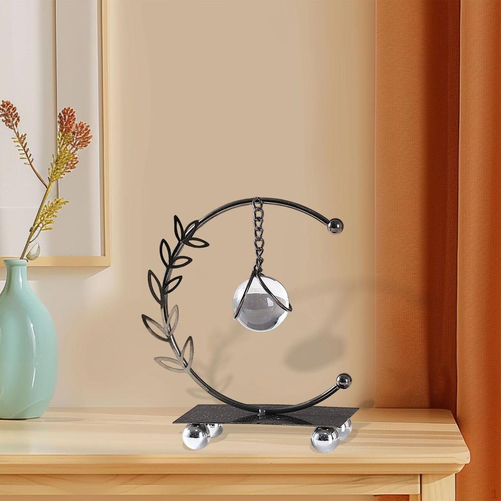 Iron Leaf Statue Ball Ornament Figurine Cabinet Gift,Home Office Sculpture Desk Figure for Festival