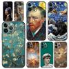 Mona Lisa Van Gogh Oil Painting Art Luxury Phone Case For iPhone 13 15 14 12 11 Pro MAX XR X SE XS 7 8 Plus Soft Black Cover