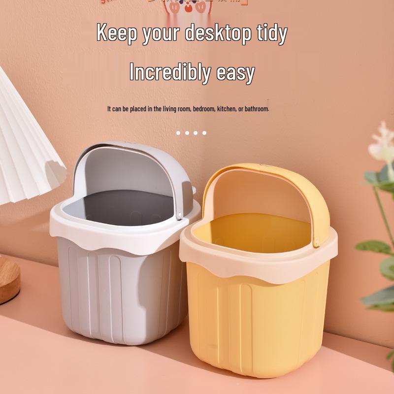 Мини Настольная Мусорка с Крышкой – Симпатичная Корзина для Макулатуры для Спальни, Общежития или Настольная
