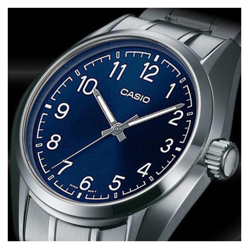 Casio Серия ЧАСОВ Простые Ретро Деловые Маленькие Круглые Часы Модные Повседневные Цифровой Циферблат Часы Кварцевый Механизм Ремешок из Нержавеющей Стали MTP-V005D-2B4