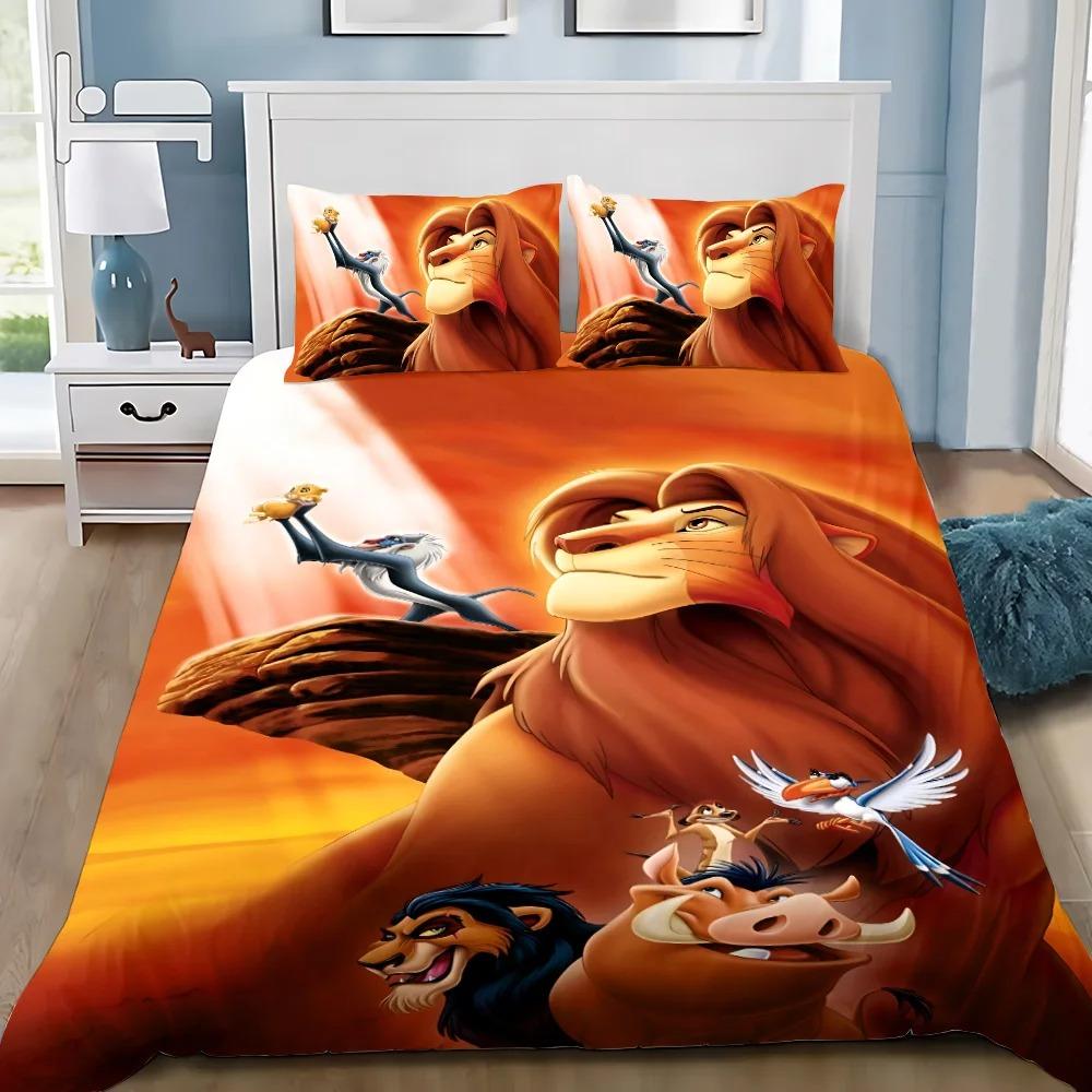 Duvet Cover Pillowcase Bedding Set Simba Lion King Adult Boy Girl Bedroom Decoration Children Gift Single Double Size
