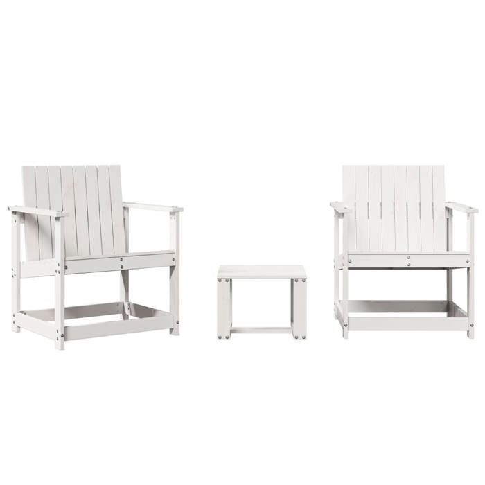 VidaXL Salon de Jardin 3 pcs, Canapés de Patio, Ensemble de Meubles, Mobilier de Terrasse Arrière-cour Exterieur, Blanc Bois 832631