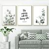 Scandinavian Style Botanical Posters Minimalist Green Leaf Lettering Wall Art Canvas Painting Print Pictures for Room Home Decor