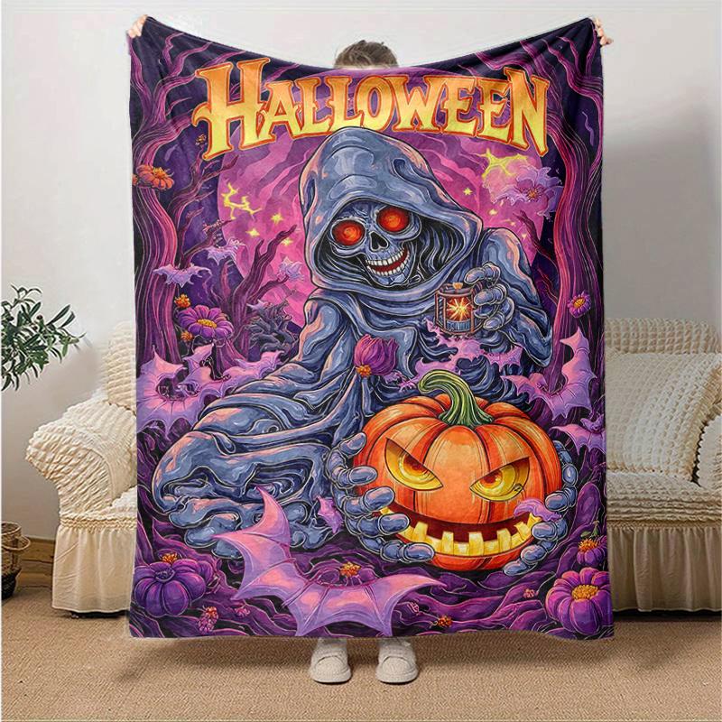 1pc Halloween Theme Cartoon Blanket Soft Throw for Home Decor, Gift Idea, Living Room, Travel, Camping, Car Blankets