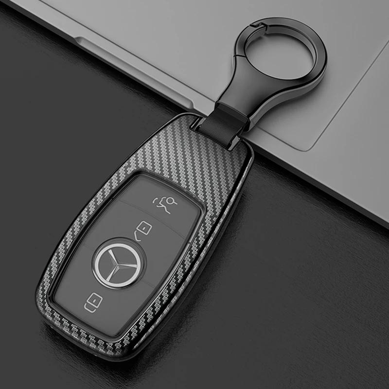 PEL5 Quality Car Carbon Fiber Key Fob Case Cover Chain Accessories For 2017-2025 Mercedes Benz Smart Low Price Car Key Accessories