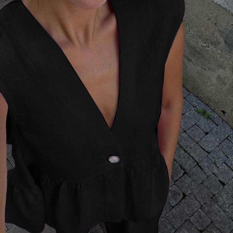 Новый розовый милый комплект из двух предметов: хлопковый топ-майка без рукавов с V-образным вырезом и длинные брюки. Костюм для женщин.