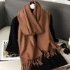 62Color Solid Women Winter Scarf Теплый Утолщенный Кашемировый Шаль Уличная Мода Роскошные Кисточки Пашмина Дамская Накидка Ветрозащитные Шарфы