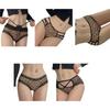 Leopard Print Contrast Lace Panties Thong Women's Underwear Erotic Cut Out Strappy Cheeky Panties Lingerie Briefs
