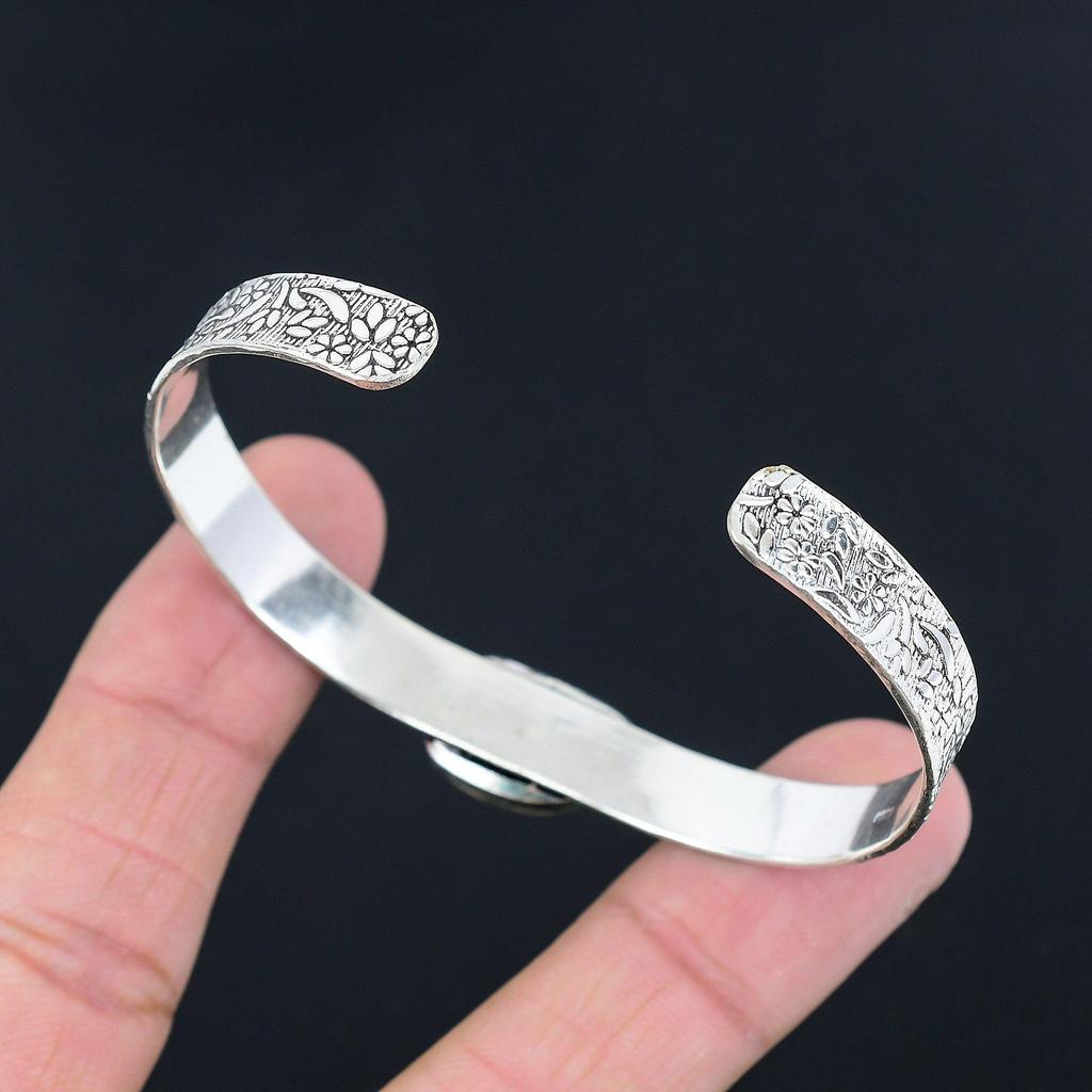 Natural Multi Fluorite New Engagement Daughter Wedding Bangle Jewelry 925 Silver