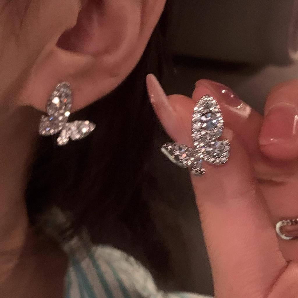 Уникальные серьги-пусеты из серебра 925 пробы с цирконом и жемчугом в виде бабочек для женщин - Высококачественная модная бижутерия