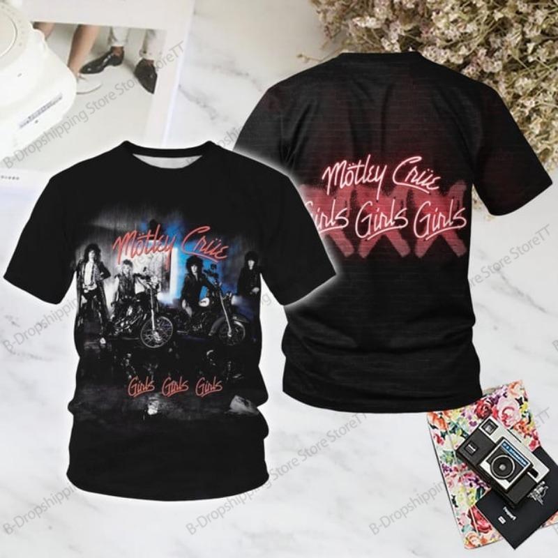 Рок-группа Motley Crue 3D-печать Футболка Мужчины Женщины Мода Хип-Хоп Повседневные Топы с Коротким Рукавом Футболки Мужская Одежда Детская Футболка