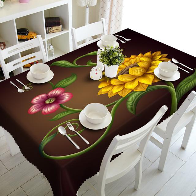 Decorated Wall Tablecloth Fashion Flower Pattern Waterproof Thicken Rectangular And Round Table Cloth For Wedding