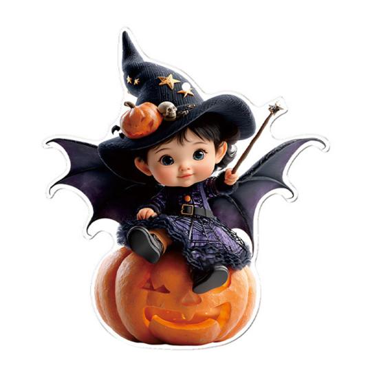 Car Mirror Hanging Decoration Cartoon Witch Cat/Kids 2D Flat Acrylic Pendant Halloween Car Rearview Mirror Ornament